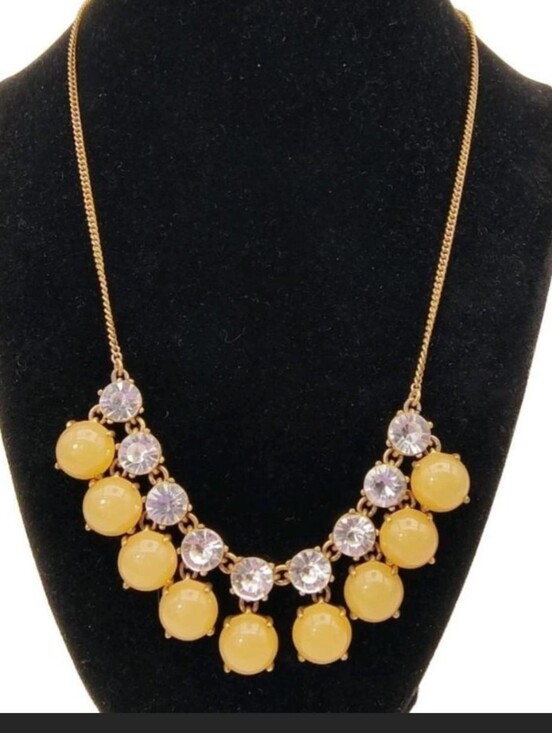 J. Crew Jewelry - J. Crew Yellow Bead and Crystal Pendant Necklace